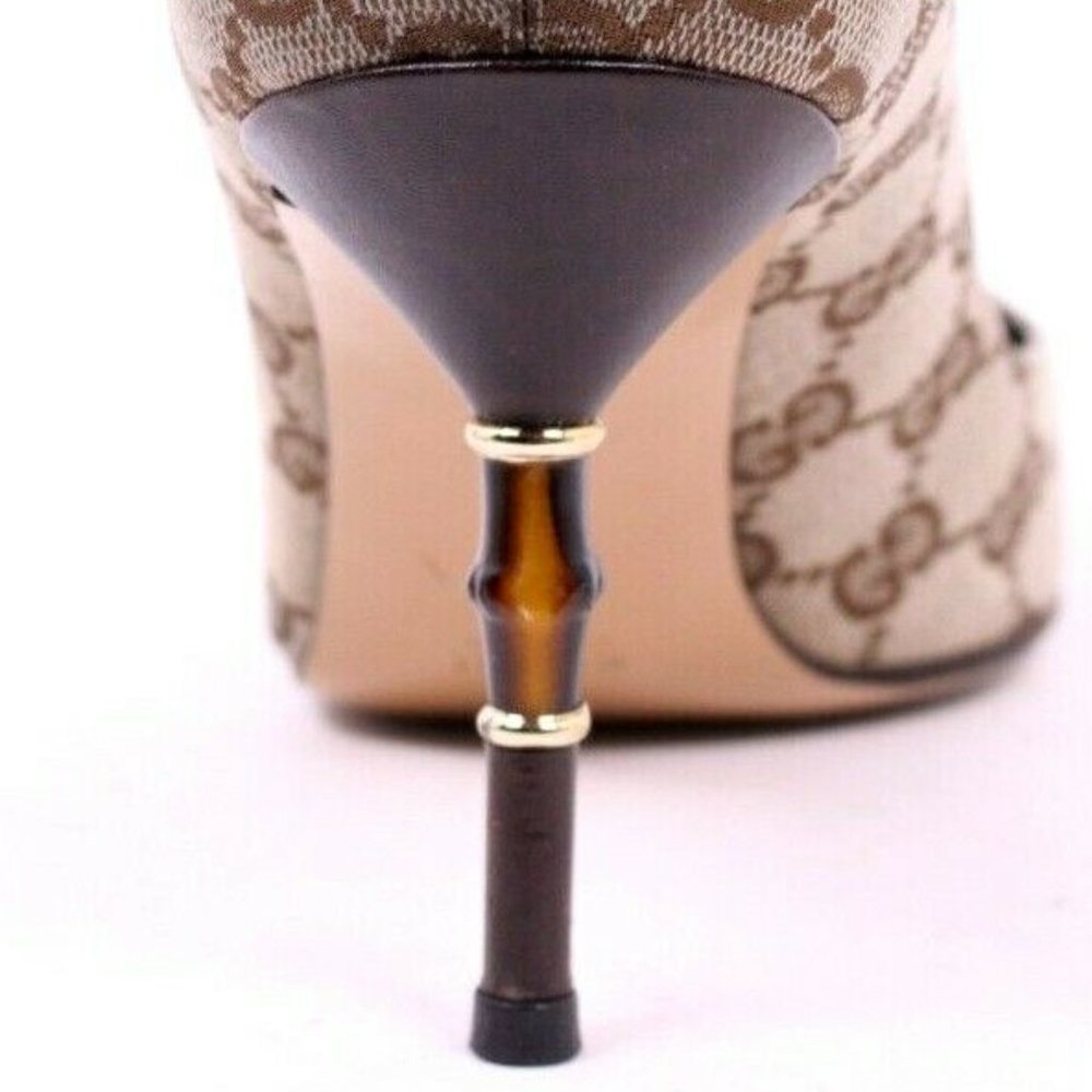 Very Rare Gucci~GG Monogram Bamboo Pointy Toe Heels 8.5-9 - Picture 2 of 8